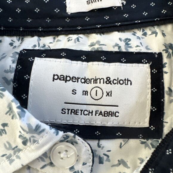 PDC PAPER DENIM CLOTH Poplin Mens Button Up Shirt L Short Sleeve - Picture 3 of 3